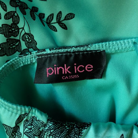 Pink Ice Shiny Teal Mint Strapless Dress - Picture 3 of 4